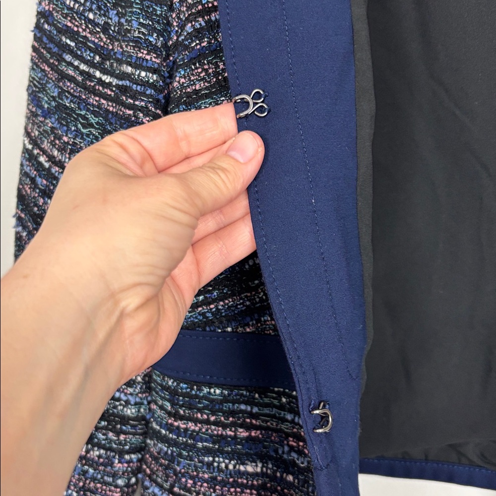 Diane Von Furstenberg Blue Black Tweed Cropped Blazer - 8 - Picture 3 of 8